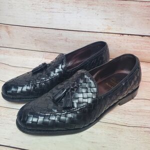 Allen Edmonds Mens Size 10 Independance Black Palm Beach Woven Loafers Tassel